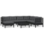 vidaXL Muebles de jardín 8 pzas y cojines negro madera maciza de pino vidaXL Muebles de jardín 8 pzas y cojines negro madera maciza de pino