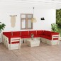 vidaXL Muebles de jardín de palés 10 piezas y cojines madera de abeto