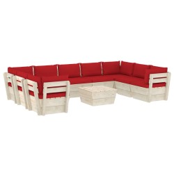 vidaXL Muebles de jardín de palés 10 piezas y cojines madera de abeto