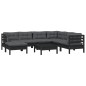 vidaXL Muebles de jardín 8 pzas y cojines negro madera maciza de pino vidaXL Muebles de jardín 8 pzas y cojines negro madera maciza de pino