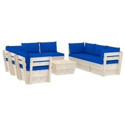 vidaXL Muebles de jardín de palets 9 piezas y cojines madera de abeto  