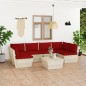 vidaXL Muebles de jardín de palets 7 piezas y cojines madera de abeto 