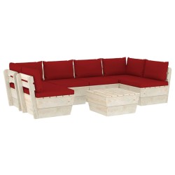 vidaXL Muebles de jardín de palets 7 piezas y cojines madera de abeto 