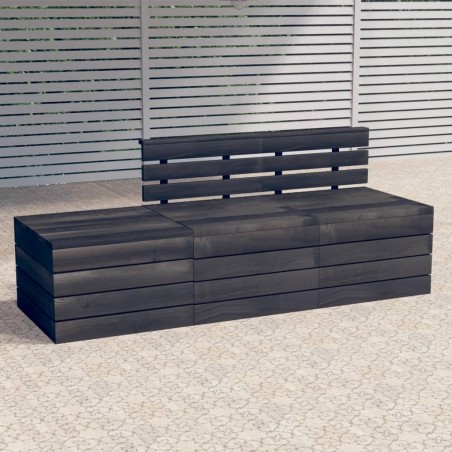 vidaXL Muebles palets de jardín 3 pzas madera maciza pino gris oscuro