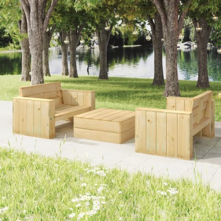 vidaXL Set de muebles de jardín 3 pzas madera maciza pino impregnada