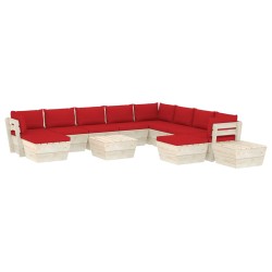 vidaXL Muebles de jardín de palets 12 pzas y cojines madera de abeto  