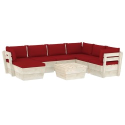 vidaXL Muebles de jardín de palets 8 piezas y cojines madera de abeto  