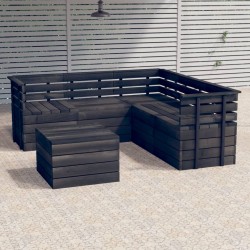 vidaXL Muebles palets de jardín 6 pzas madera maciza pino gris oscuro