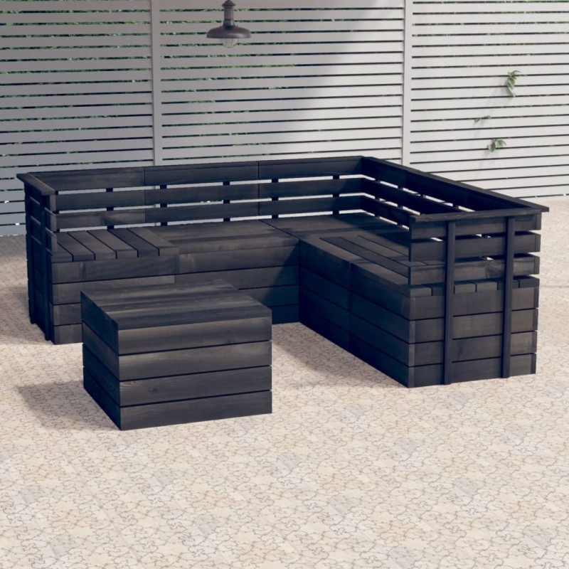 vidaXL Muebles palets de jardín 6 pzas madera maciza pino gris oscuro vidaXL Muebles palets de jardín 6 pzas madera maciza pino gris oscuro