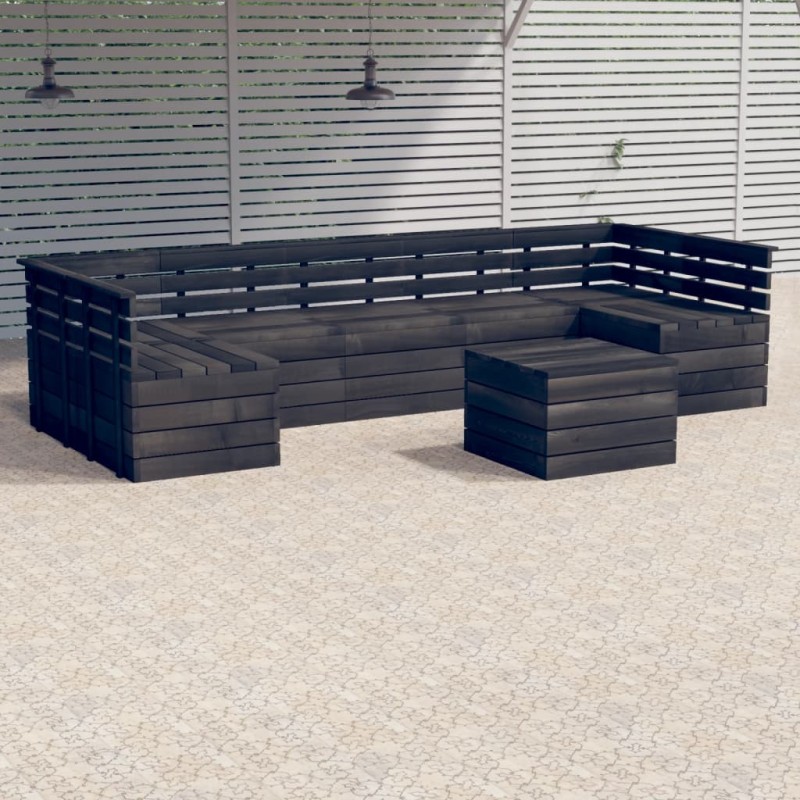vidaXL Muebles palets de jardín 7 pzas madera maciza pino gris oscuro vidaXL Muebles palets de jardín 7 pzas madera maciza pino gris oscuro