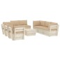 vidaXL Muebles de jardín de palets 9 piezas y cojines madera de abeto  