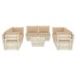 vidaXL Muebles de jardín de palets 9 piezas y cojines madera de abeto  