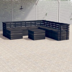 vidaXL Muebles palets de jardín 9 pzas madera maciza pino gris oscuro