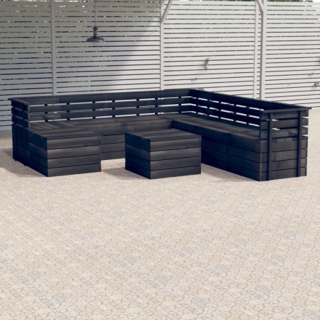 vidaXL Muebles palets de jardín 9 pzas madera maciza pino gris oscuro