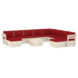 vidaXL Muebles de jardín de palets 11 pzas y cojines madera de abeto  