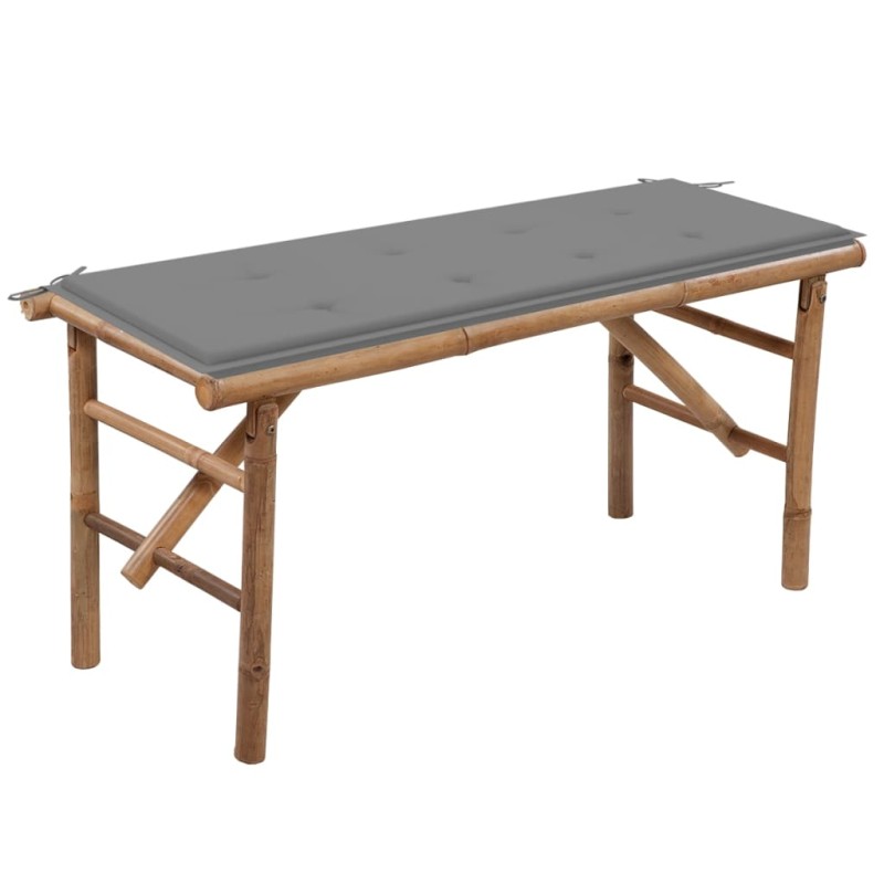vidaXL Banco de jardín plegable con cojín bambú 118 cm vidaXL Banco de jardín plegable con cojín bambú 118 cm