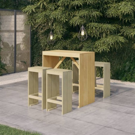 vidaXL Juego de bar de jardín 5 piezas madera de pino impregnada 