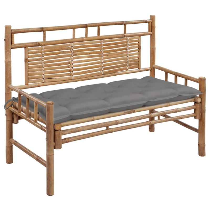 vidaXL Banco de jardín con cojín bambú 120 cm vidaXL Banco de jardín con cojín bambú 120 cm