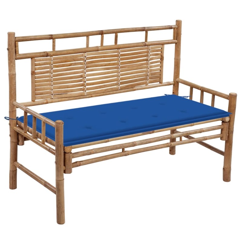 vidaXL Banco de jardín con cojín bambú 120 cm vidaXL Banco de jardín con cojín bambú 120 cm