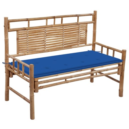 vidaXL Banco de jardín con cojín bambú 120 cm