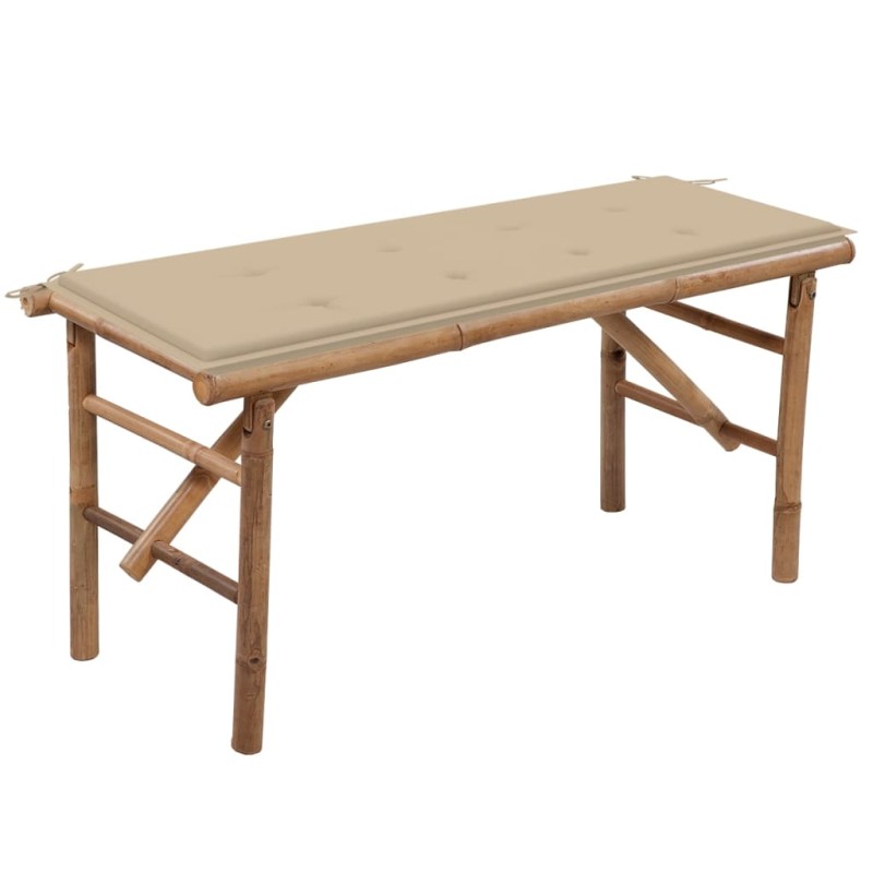 vidaXL Banco de jardín plegable con cojín bambú 118 cm vidaXL Banco de jardín plegable con cojín bambú 118 cm