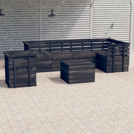 vidaXL Muebles palets de jardín 7 pzas madera maciza pino gris oscuro