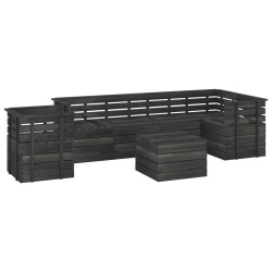vidaXL Muebles palets de jardín 7 pzas madera maciza pino gris oscuro
