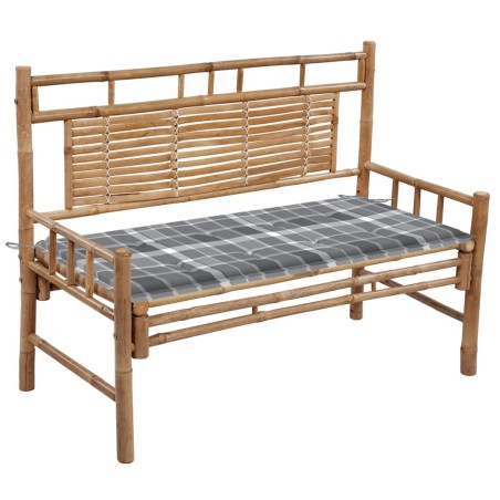 vidaXL Banco de jardín con cojín bambú 120 cm