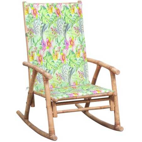 vidaXL Silla mecedora con cojín bambú