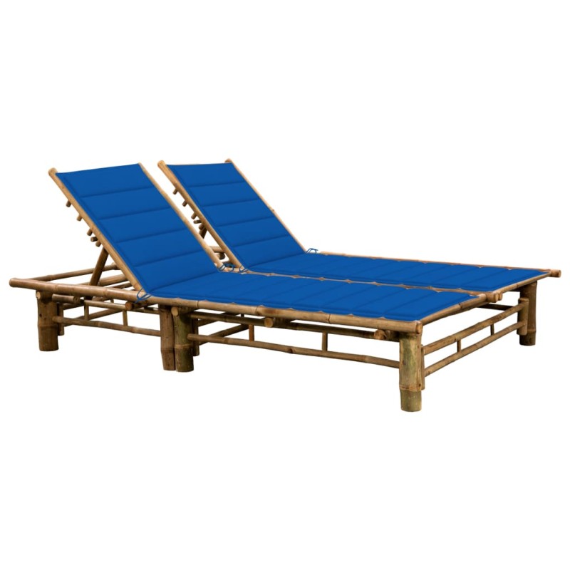 vidaXL Tumbona con cojines para 2 personas bambú