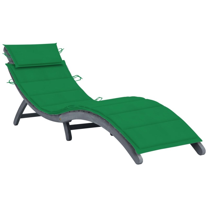vidaXL Tumbona con cojín madera maciza de acacia gris vidaXL Tumbona con cojín madera maciza de acacia gris