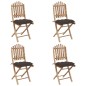 vidaXL Set de comedor de jardín plegable 5 piezas con cojines bambú vidaXL Set de comedor de jardín plegable 5 piezas con cojines bambú