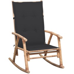 vidaXL Silla mecedora con cojín bambú