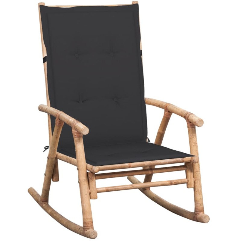vidaXL Silla mecedora con cojín bambú