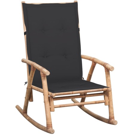 vidaXL Silla mecedora con cojín bambú