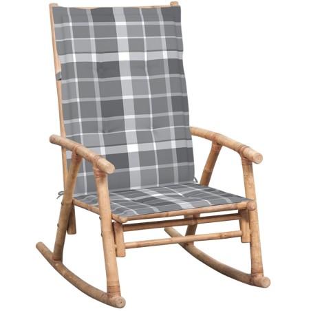 vidaXL Silla mecedora con cojín bambú