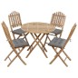 vidaXL Set de comedor de jardín plegable 5 piezas con cojines bambú vidaXL Set de comedor de jardín plegable 5 piezas con cojines bambú