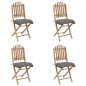 vidaXL Set de comedor de jardín plegable 5 piezas con cojines bambú vidaXL Set de comedor de jardín plegable 5 piezas con cojines bambú