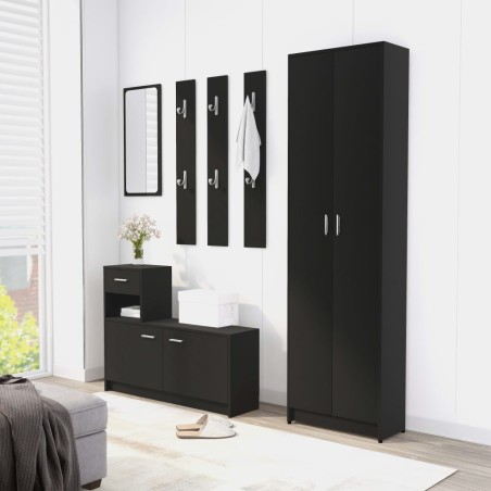 vidaXL Juego de muebles de recibidor aglomerado negro