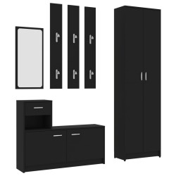 vidaXL Juego de muebles de recibidor aglomerado negro