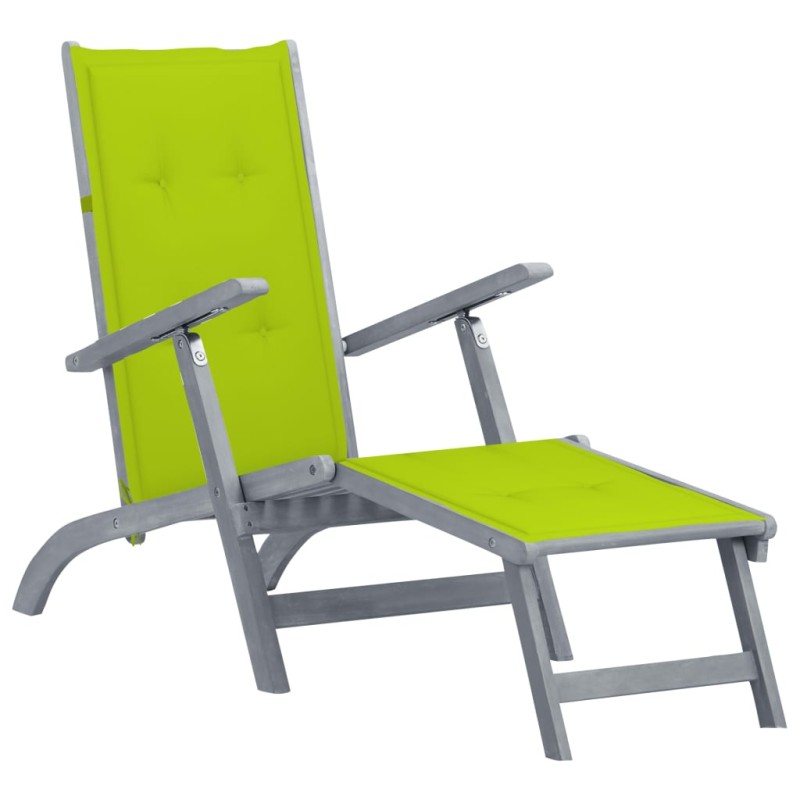 vidaXL Tumbona de jardín con reposapiés y cojín madera maciza acacia vidaXL Tumbona de jardín con reposapiés y cojín madera maciza acacia