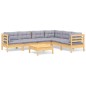 vidaXL Juego de muebles de jardín 7 pzas y cojines madera maciza pino vidaXL Juego de muebles de jardín 7 pzas y cojines madera maciza pino