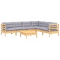 vidaXL Juego de muebles de jardín 7 pzas y cojines madera maciza pino vidaXL Juego de muebles de jardín 7 pzas y cojines madera maciza pino
