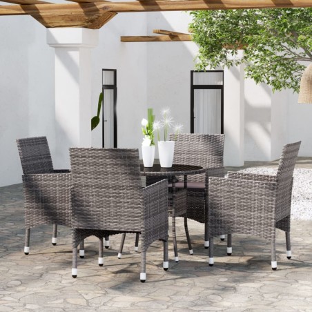 vidaXL Juego de comedor de jardín 5 piezas ratán sintético gris
