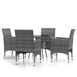 vidaXL Juego de comedor de jardín 5 piezas ratán sintético gris
