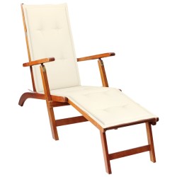 vidaXL Tumbona de jardín con reposapiés y cojín madera maciza acacia
