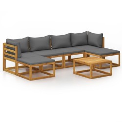 vidaXL Muebles de jardín 7 pzas cojines madera maciza de acacia 