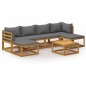 vidaXL Muebles de jardín 7 pzas cojines madera maciza de acacia vidaXL Muebles de jardín 7 pzas cojines madera maciza de acacia