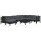 vidaXL Muebles de jardín 9 pzas y cojines negro madera maciza de pino vidaXL Muebles de jardín 9 pzas y cojines negro madera maciza de pino