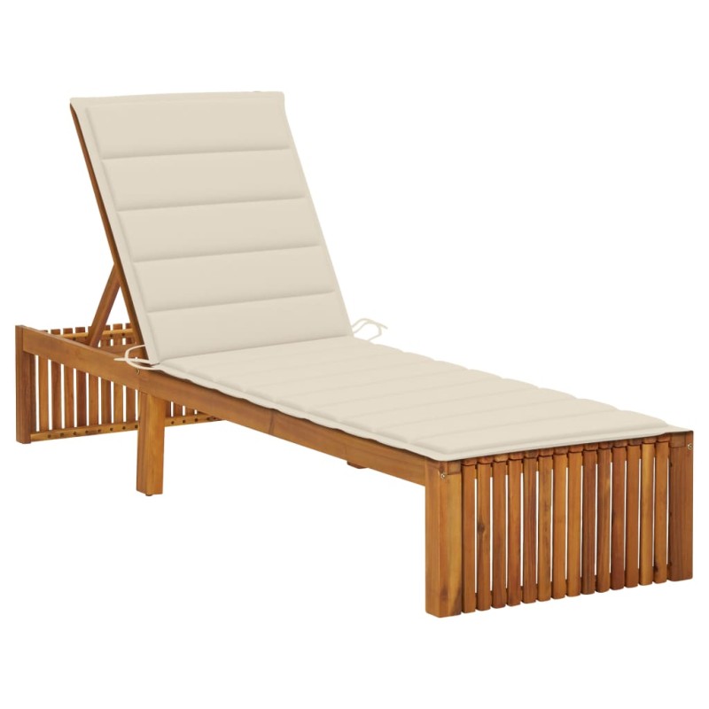 vidaXL Tumbona con cojín madera maciza de acacia 